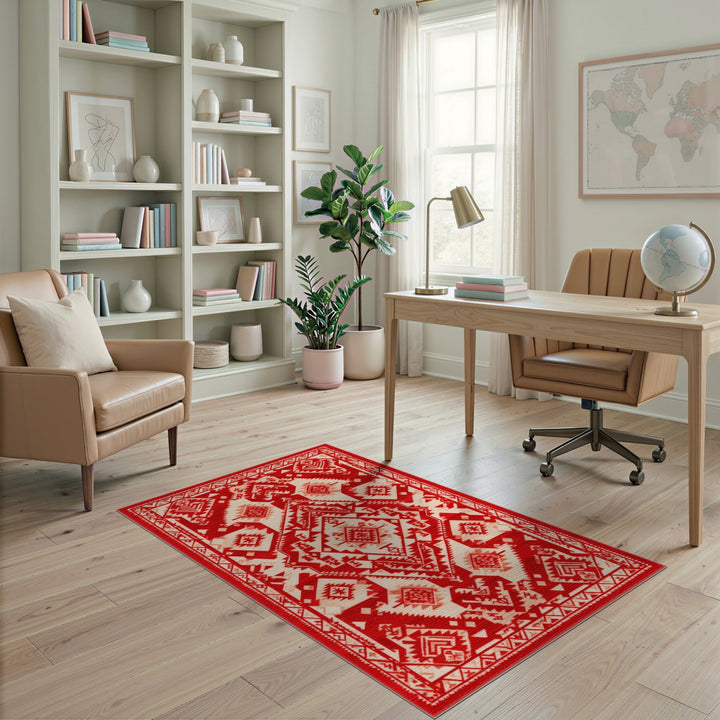 Red Heritage Tribal Area Rug