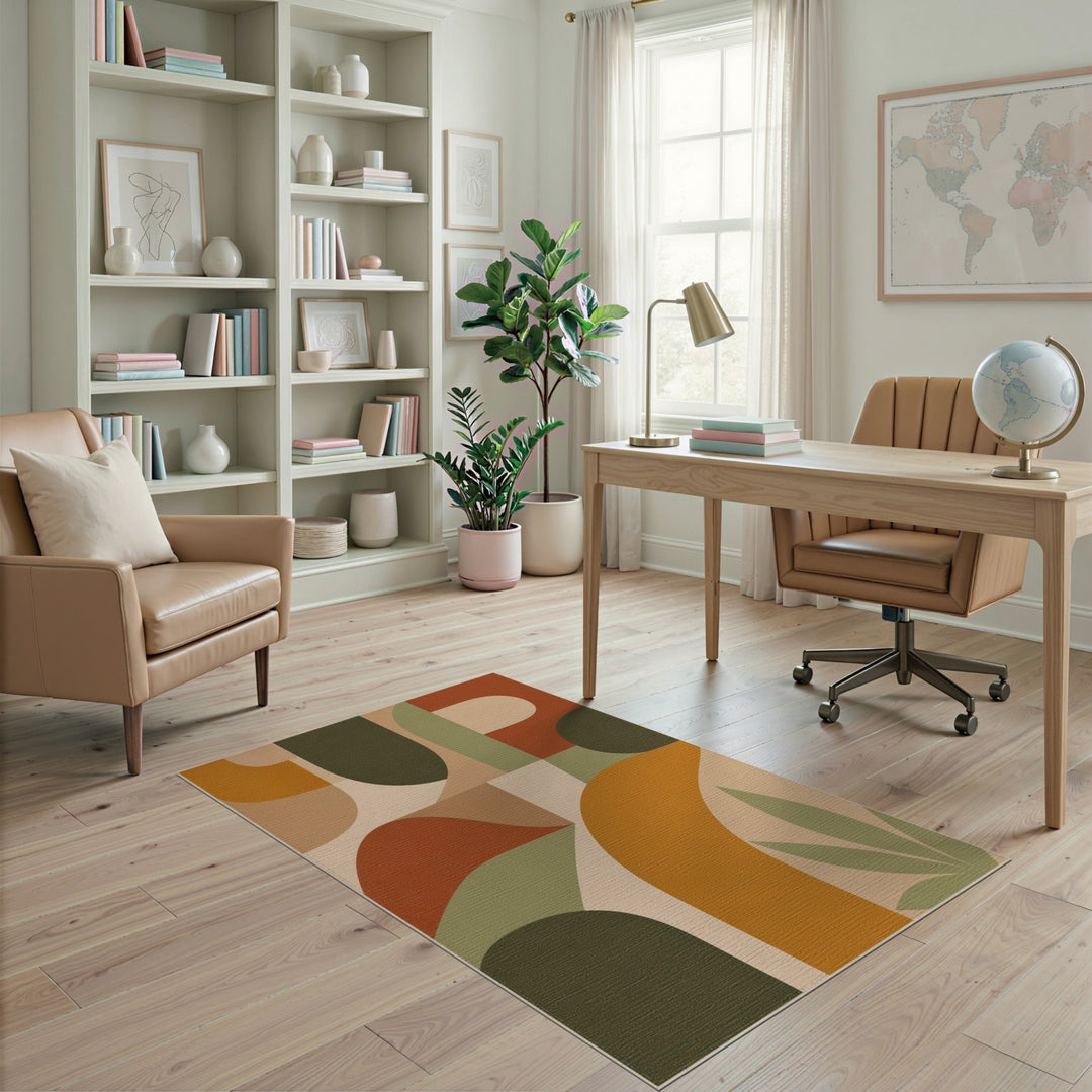 Earth Tone Abstract Area Rug