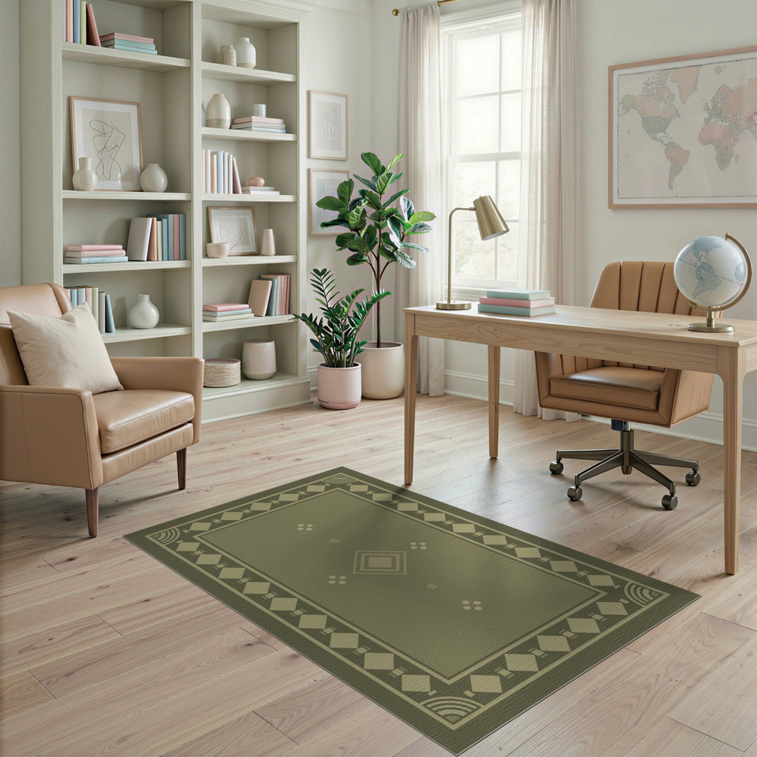 Diamond Green Geometric Diamond Area Rug