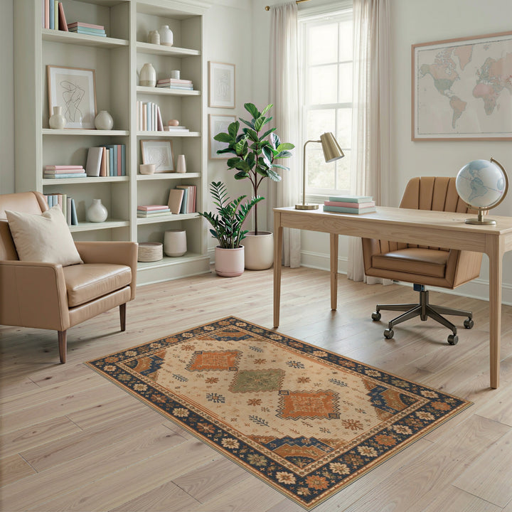 ODIKA Beige Heritage Tribal Area Rug