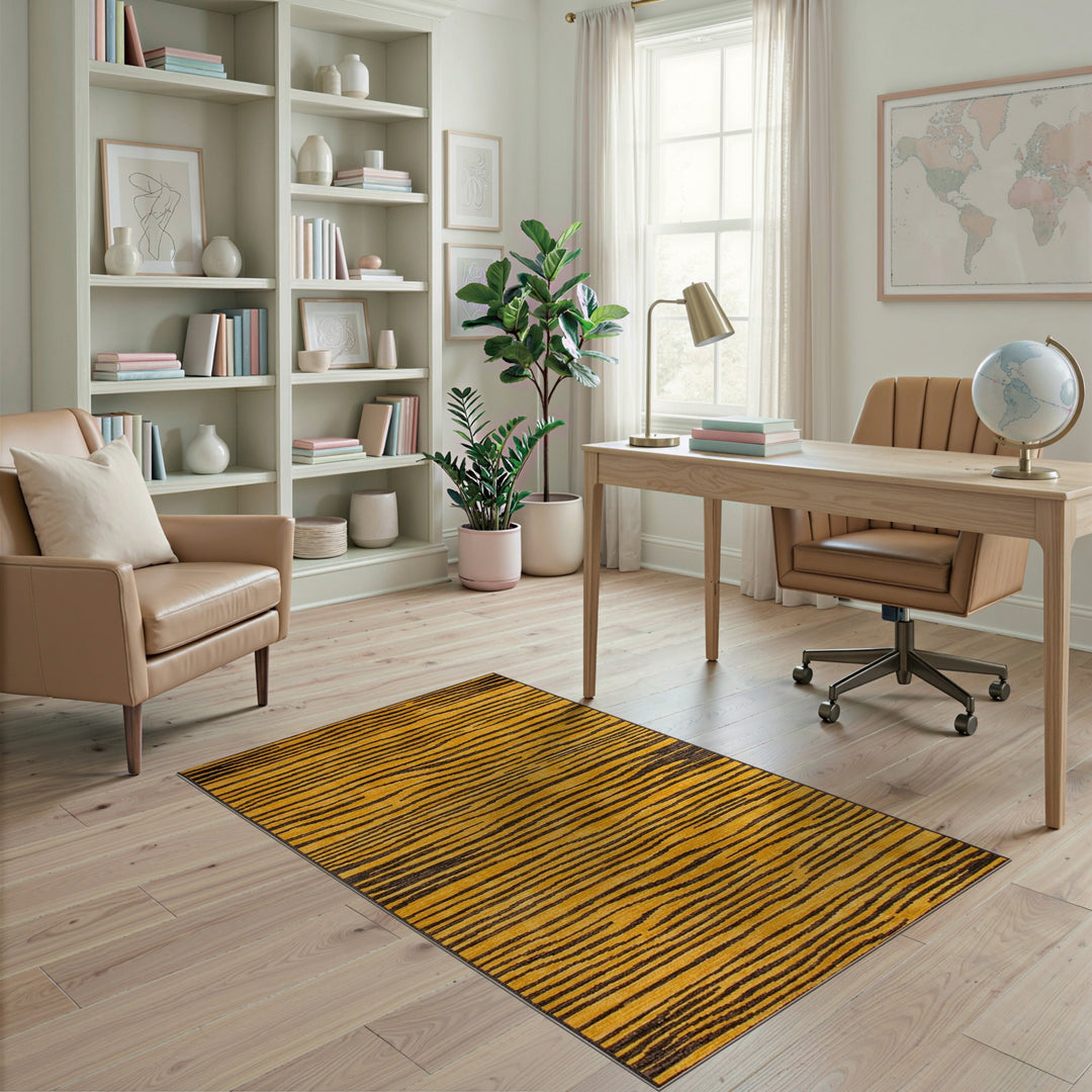 Yellow Wave Stripe Area Rug