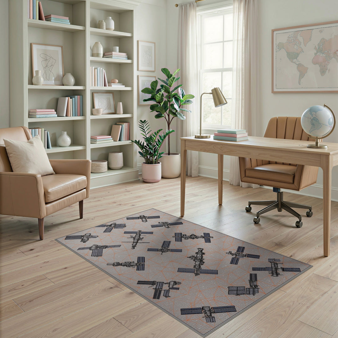 Grey Satellite Constellation Area Rug