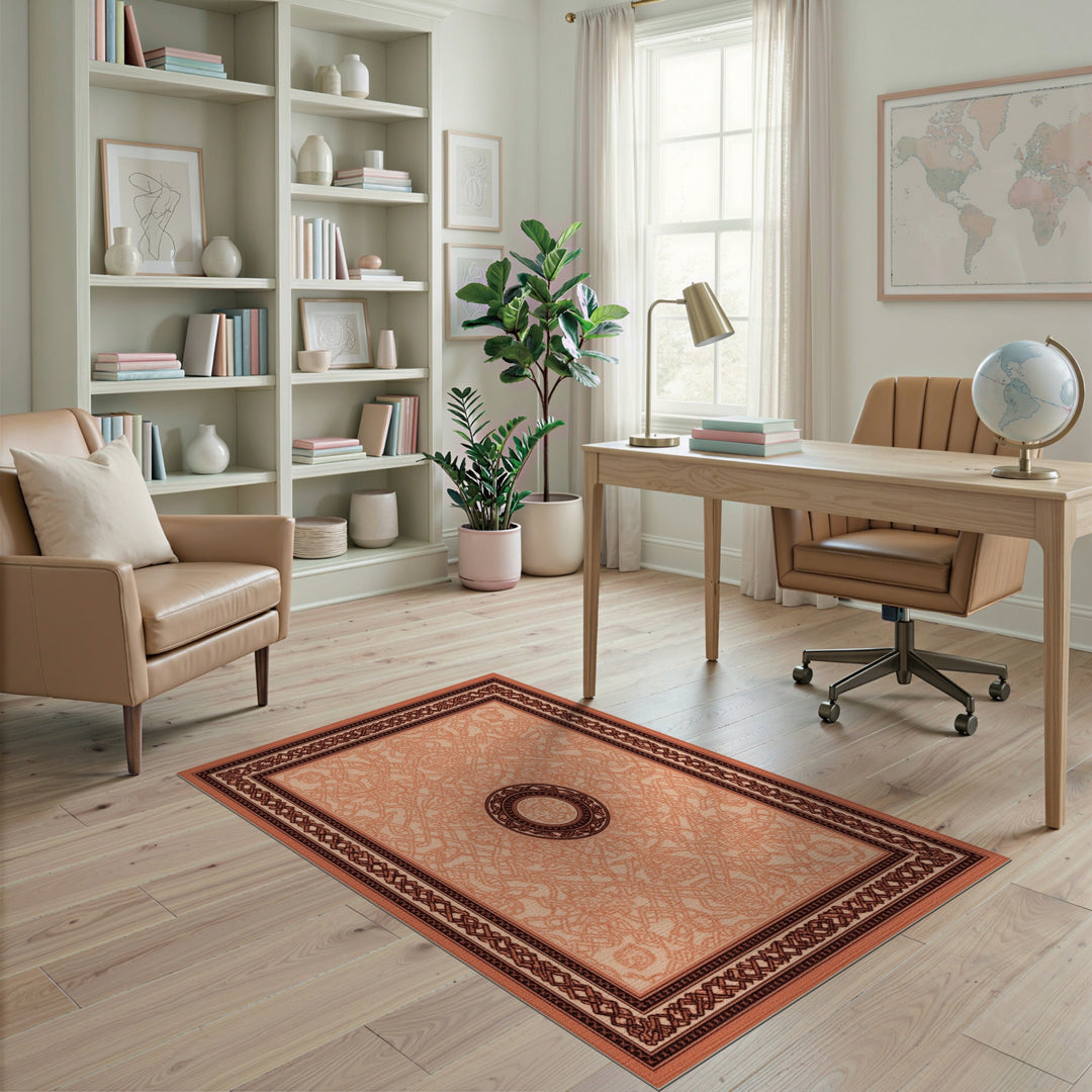 Orange Traditional Persian Orange Traditional Persian Medallion Rug