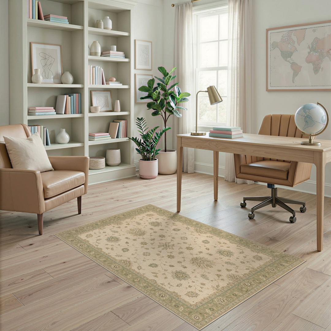 Beige Floral Vintage Area Rug