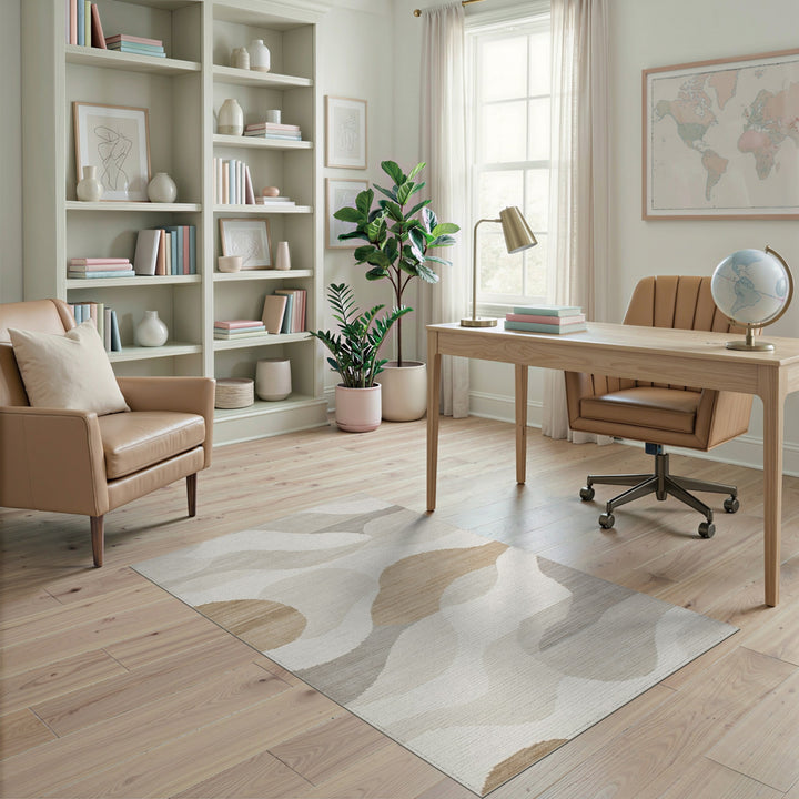 Wave Abstract Area Beige Neutral Abstract Wave Area Rug