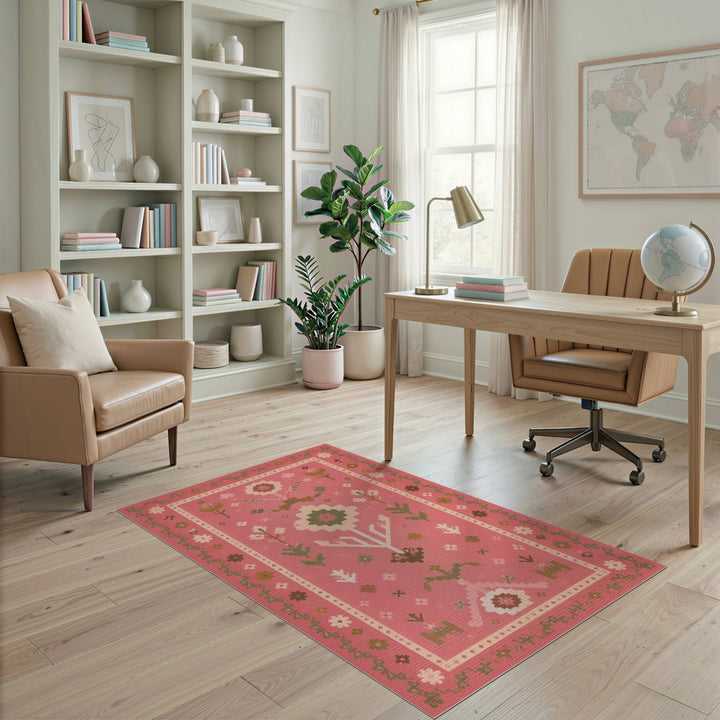 Pink Floral Heritage Area Rug