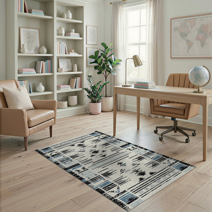 Heritage Tribal Blue Geometric Tribal Area Rug
