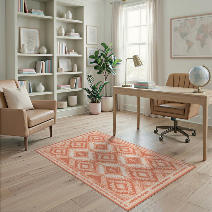 Orange Southwestern Geometric Area Rug