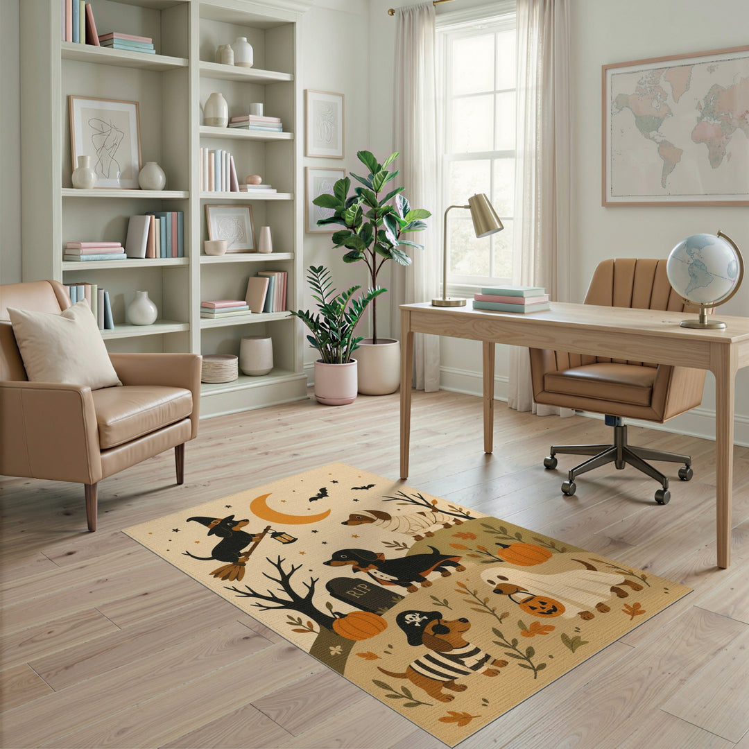 Whimsical Halloween Dachshund Area Rug
