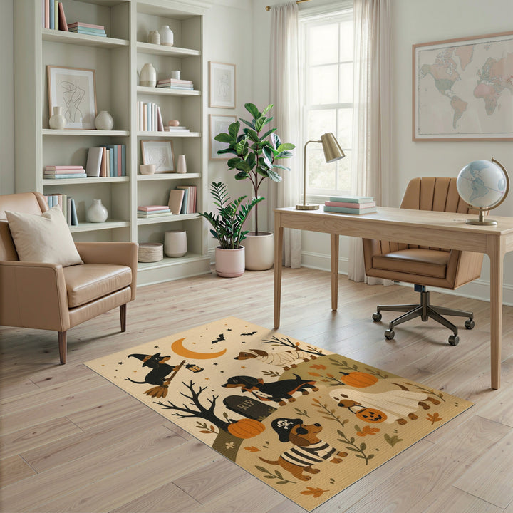 Whimsical Halloween Dachshund Area Rug