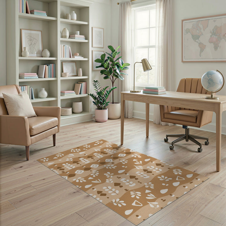 Boho Chic Brown and Tan Boho Chic Brown Tan Leaf Area Rug