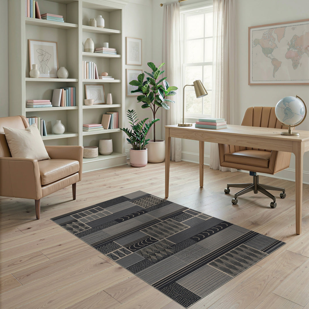 Grey Geometric Modern Area Rug