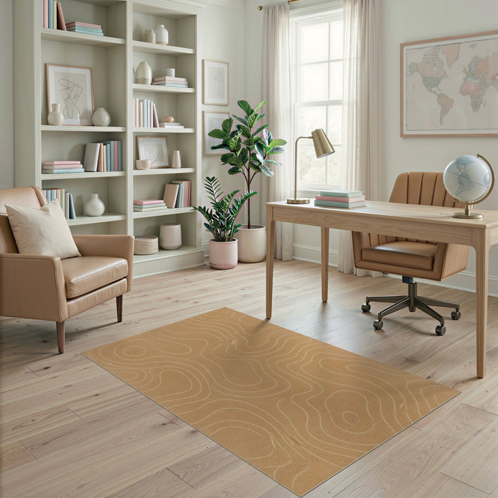 Tan Abstract Contour Area Rug