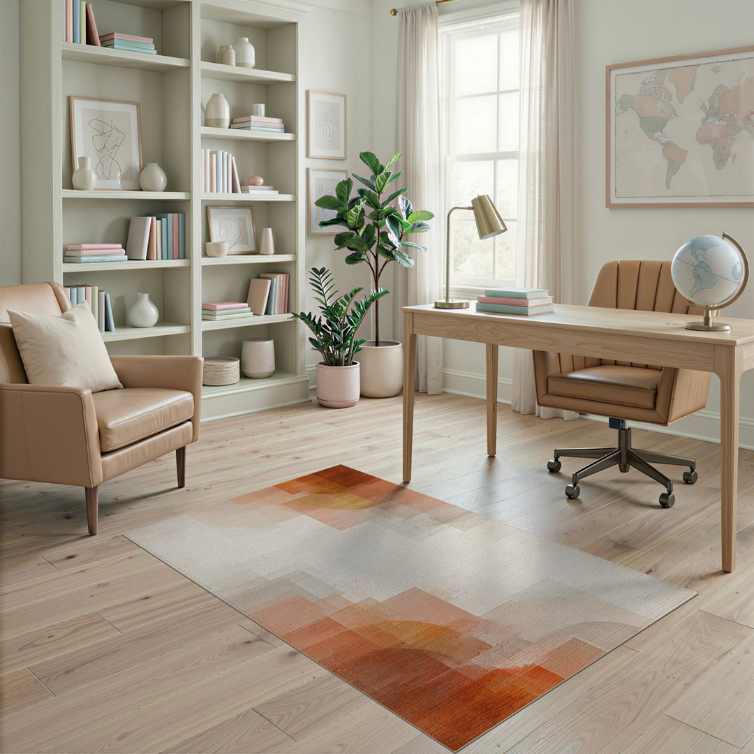 Modern Orange Abstract Area Rug