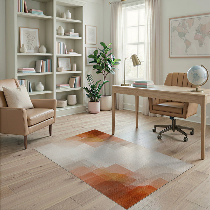 Modern Orange Abstract Area Rug