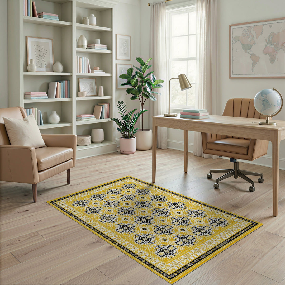 Yellow Geometric Modern Yellow Geometric Area Rug