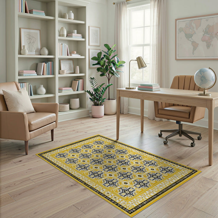 Yellow Geometric Modern Yellow Geometric Area Rug