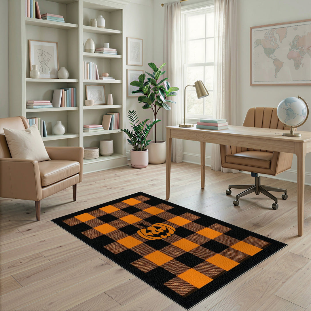 Orange Buffalo Check Pumpkin Area Rug