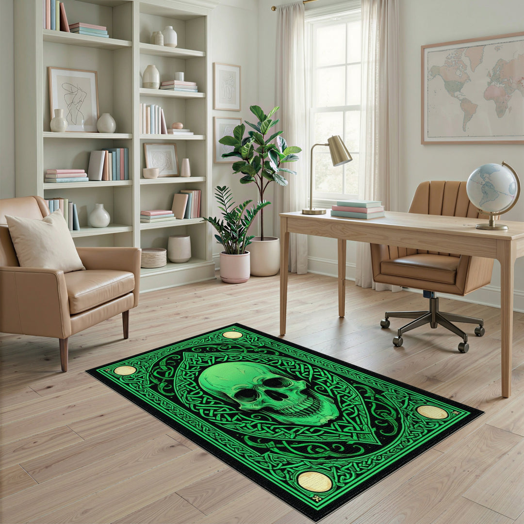 Green Skull Heritage Area Rug