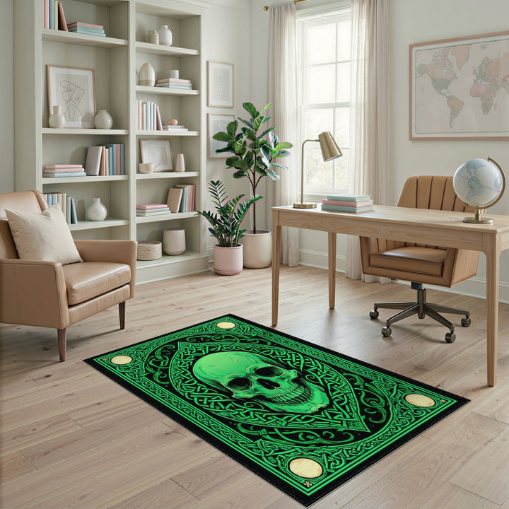 Green Skull Heritage Area Rug