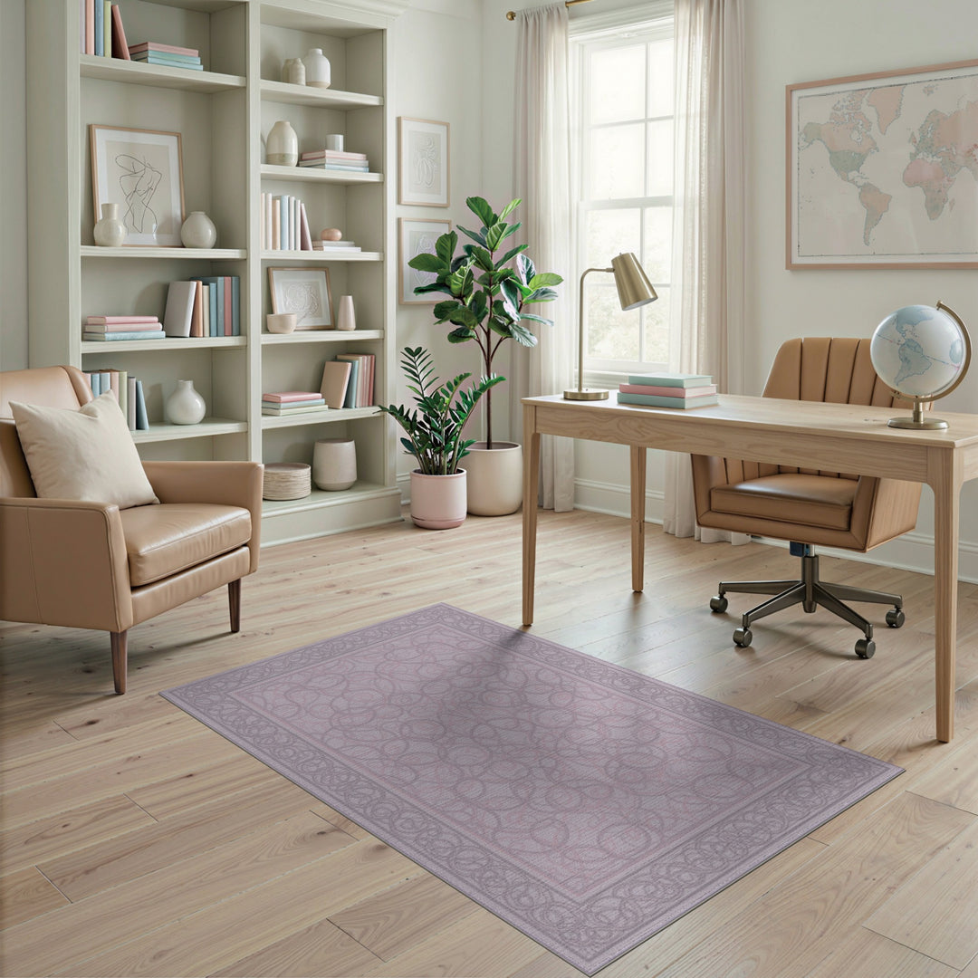 Purple Scrollwork Area Rug