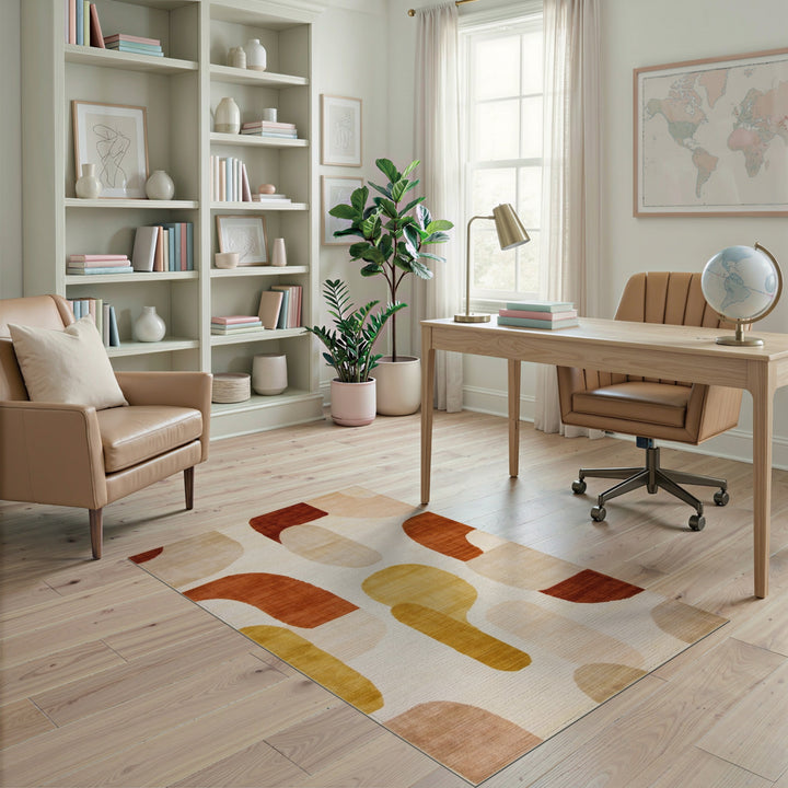 Abstract Brown Tan Area Rug