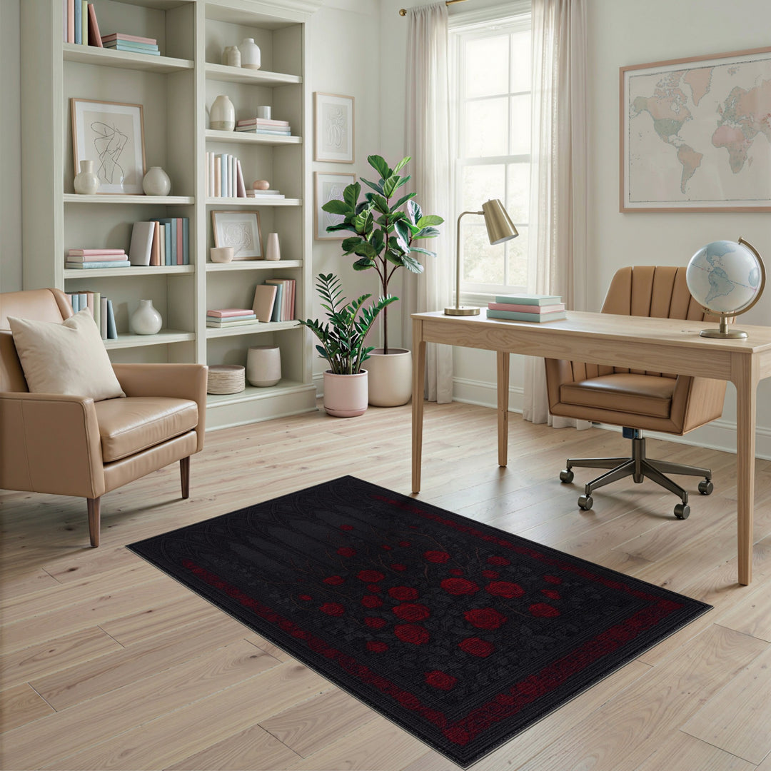 Gothic Red Rose Area Rug