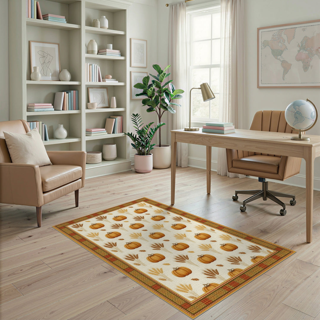 Pumpkin Harvest Rustic Area Rug