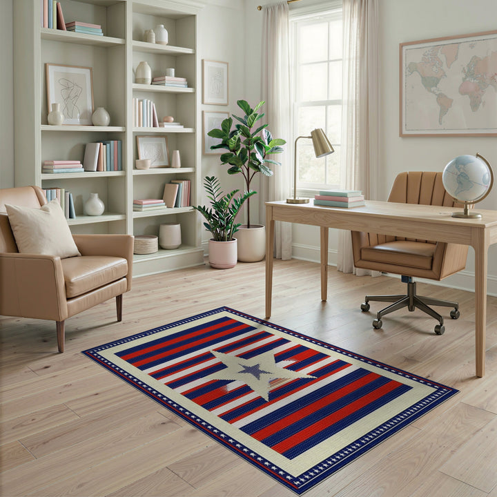 Patriotic Star Stripe Area Rug