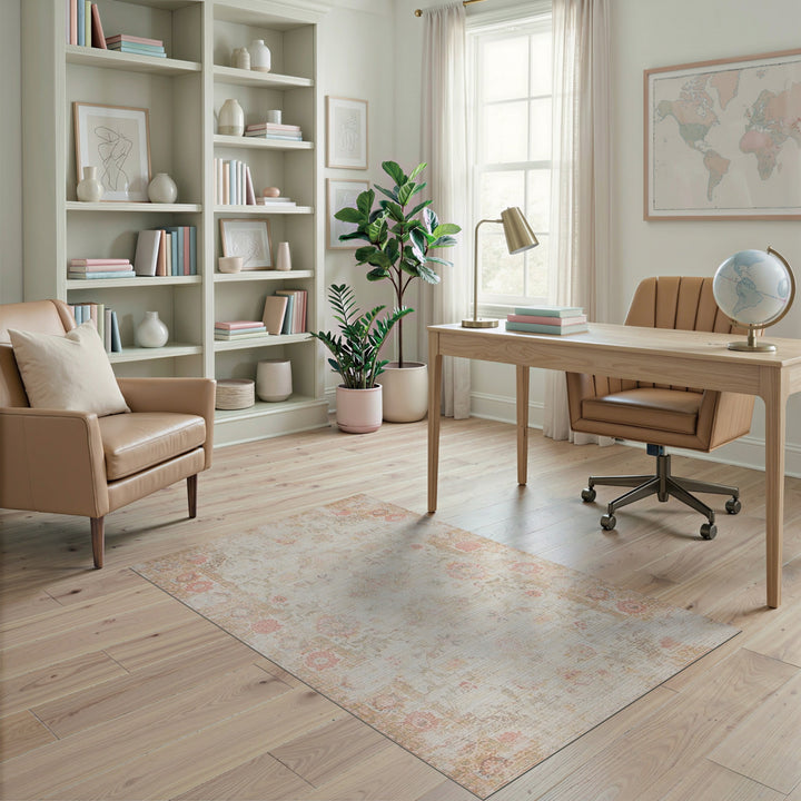 Vintage Floral Beige Area Rug