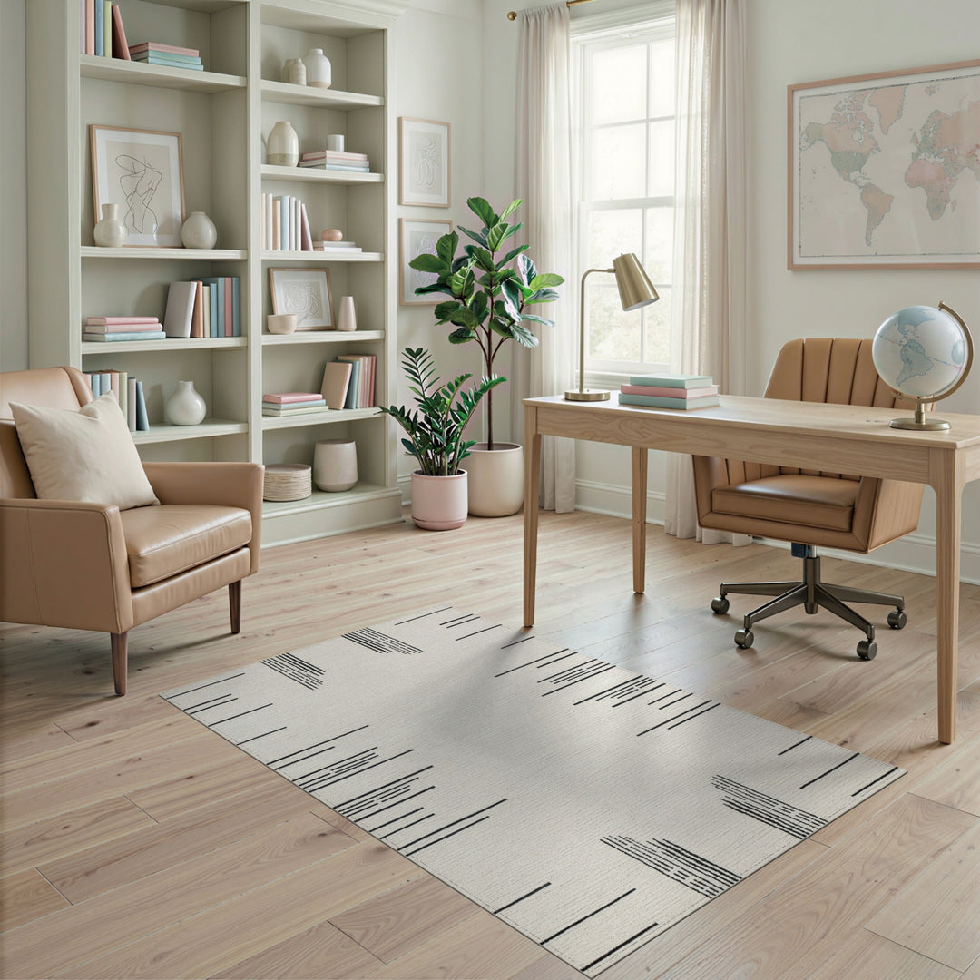 Black and White Black White Linear Geometric Area Rug