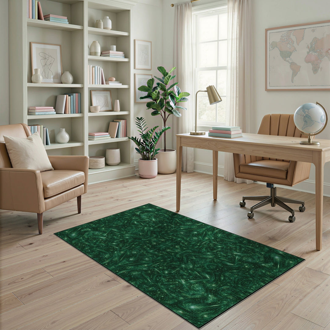Emerald Nebula Green Abstract Area Rug