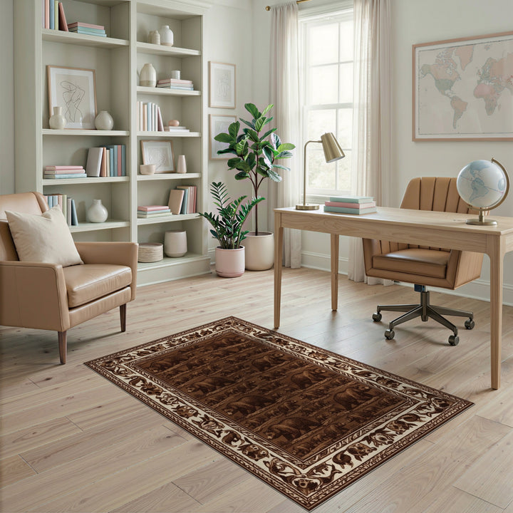 Brown Bear Wilderness Rustic Area Rug