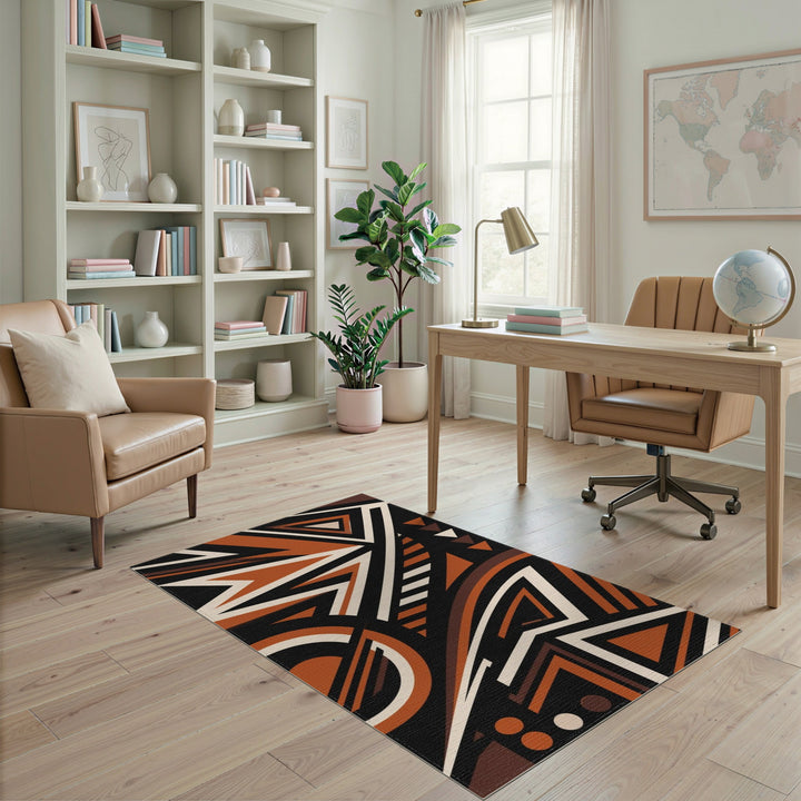 Brown and Tan Bold Geometric Brown Area Rug