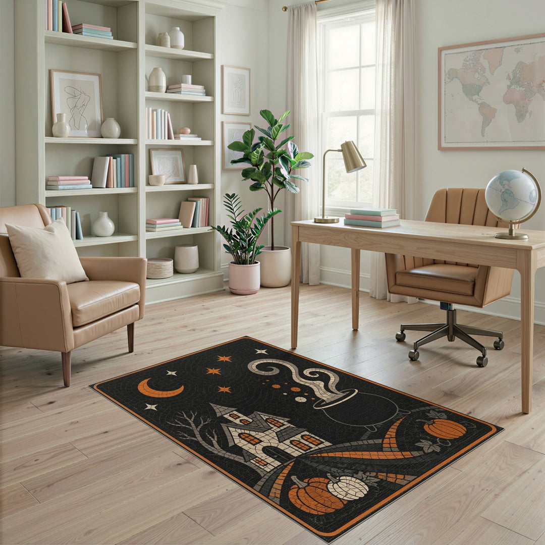 Mosaic Halloween Cauldron Area Rug