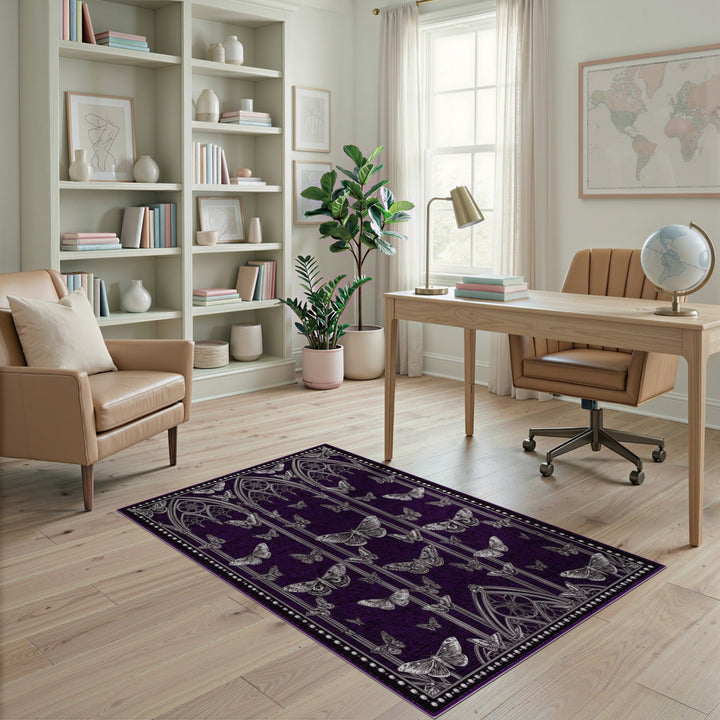 Purple Gothic Moth Area Rug