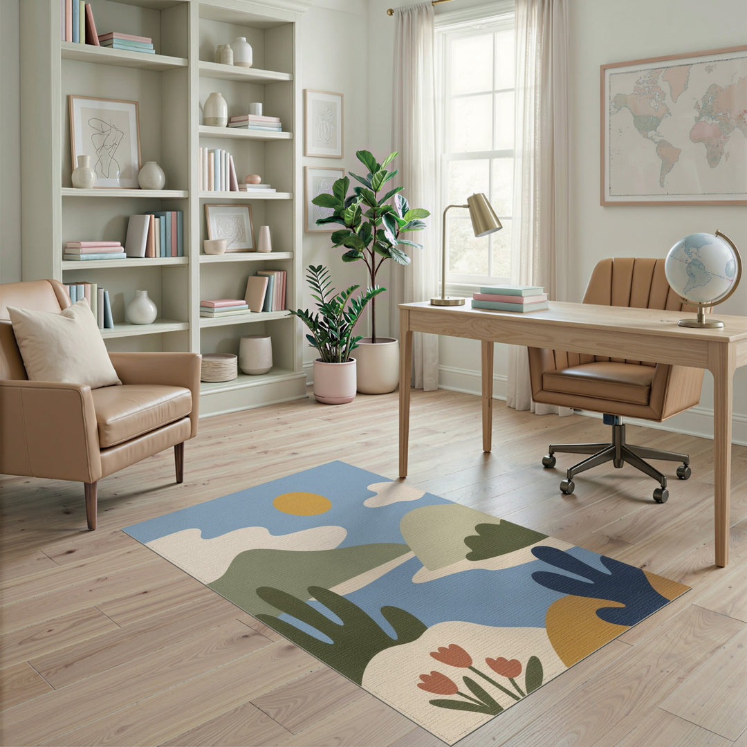 Blue Hills Abstract Landscape Area Rug