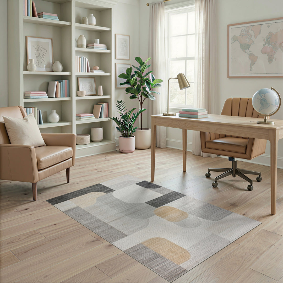 Modern Grey Geometric Area Rug