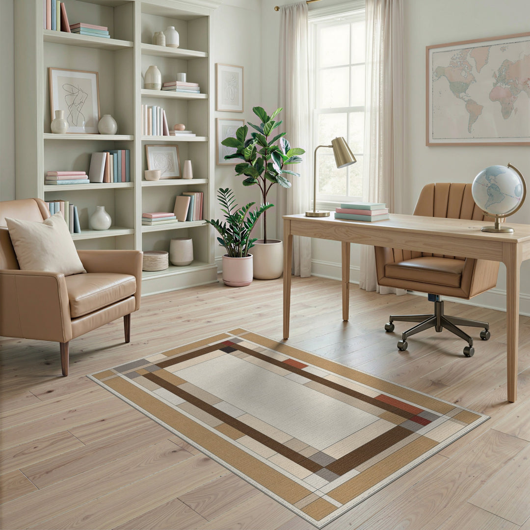 ODIKA Geometric Brown Tan Area Rug