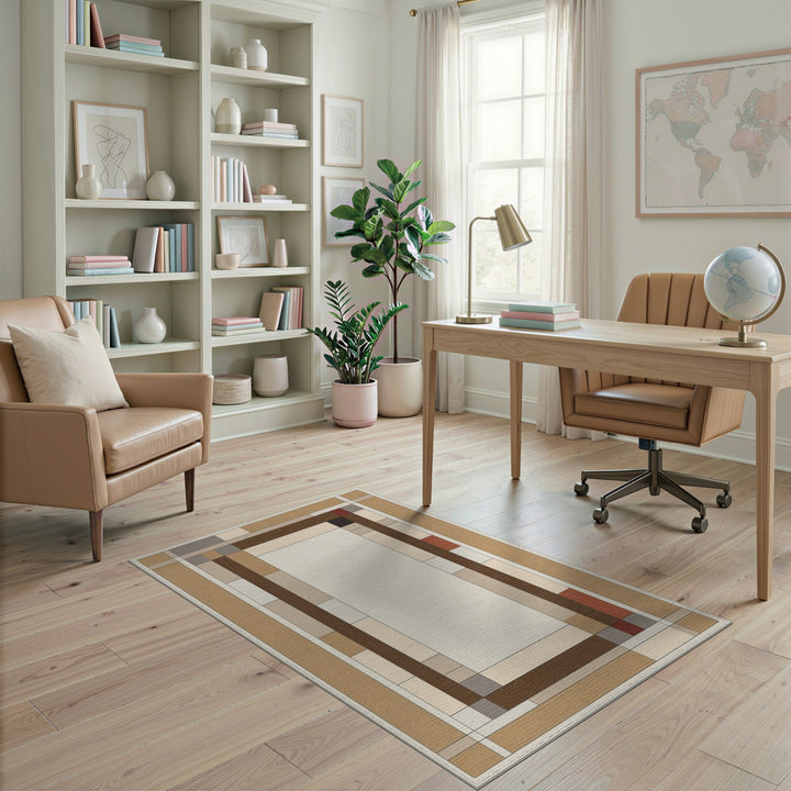 ODIKA Geometric Brown Tan Area Rug