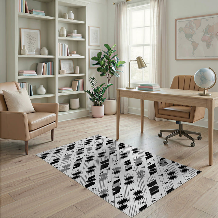 Black White Geometric Area Rug