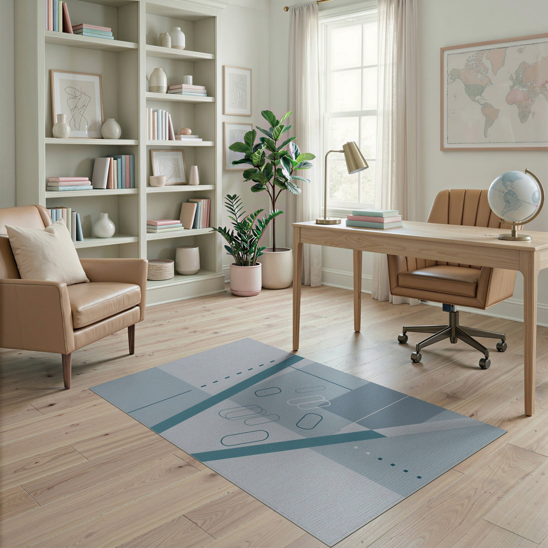 Modern Geometric Teal Area Rug