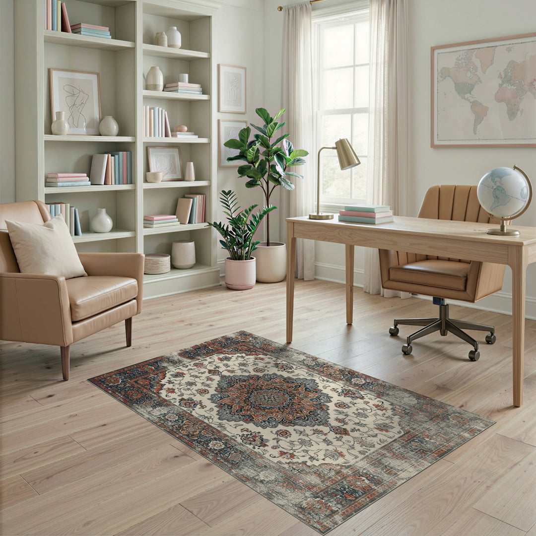 Distressed Multi-Color Persian Area Rug