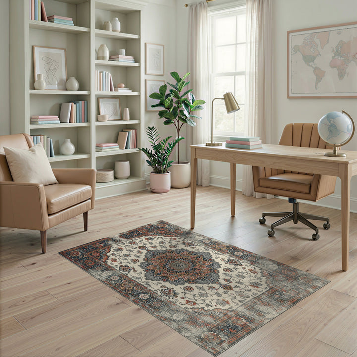 Distressed Multi-Color Persian Area Rug