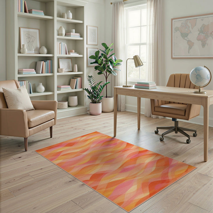 Orange Abstract Area Vibrant Orange Wave Abstract Area Rug
