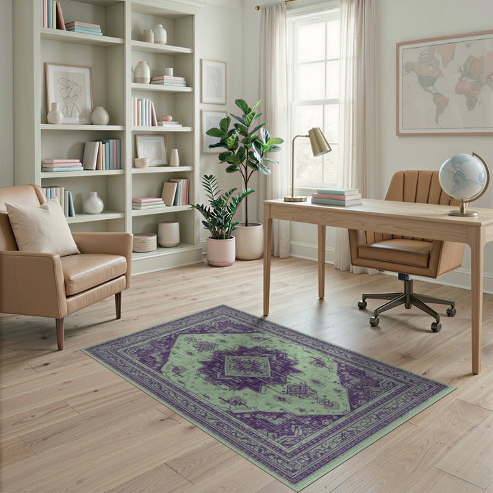 Purple Tribal Medallion Area Rug