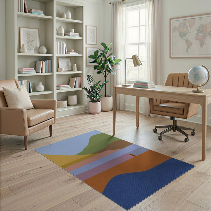 Abstract Landscape Area Rug in Earth Tones