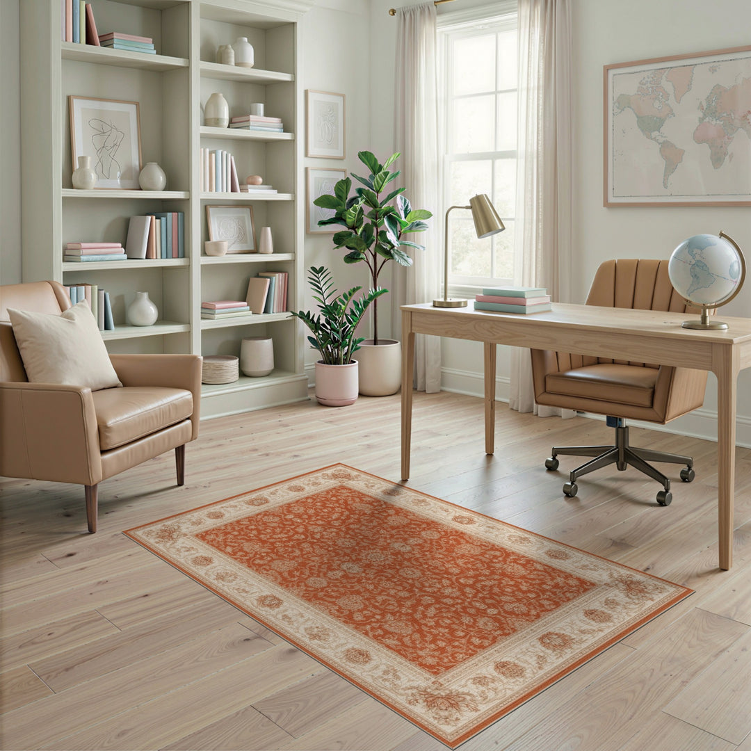 Traditional Persian Orange Floral Area Rug