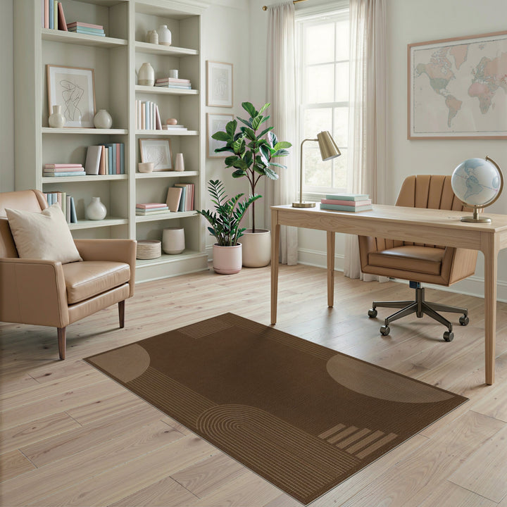 Brown and Tan Modern Brown Geometric Area Rug