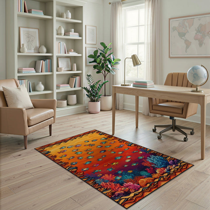 Vibrant Ocean Fish Coral Area Rug